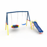 Swing Sets with Kids Slide for Backyard Outdoor, Metal and PE