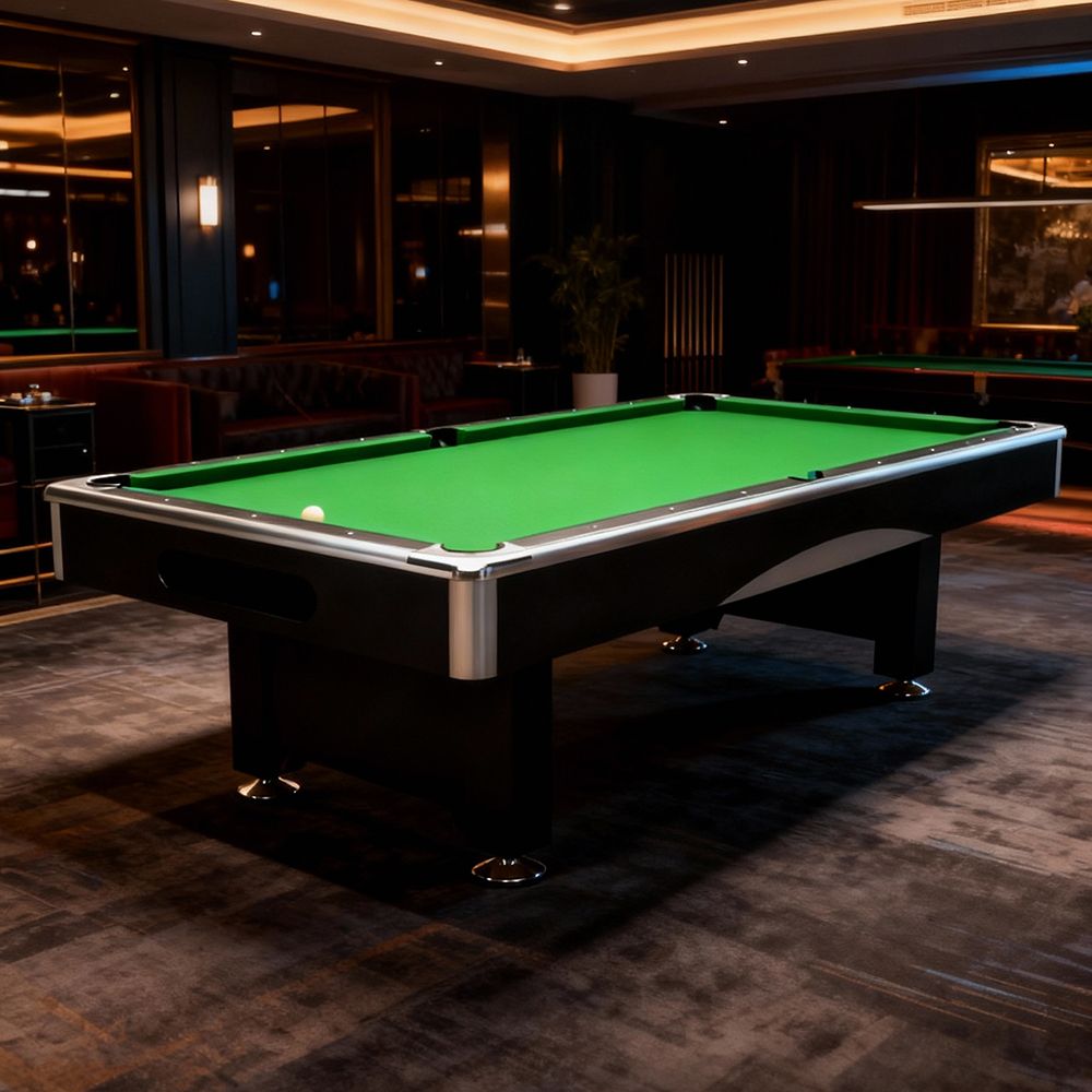 8Ft Billiard Table, Velvet Tablecloth with Accessories - Green