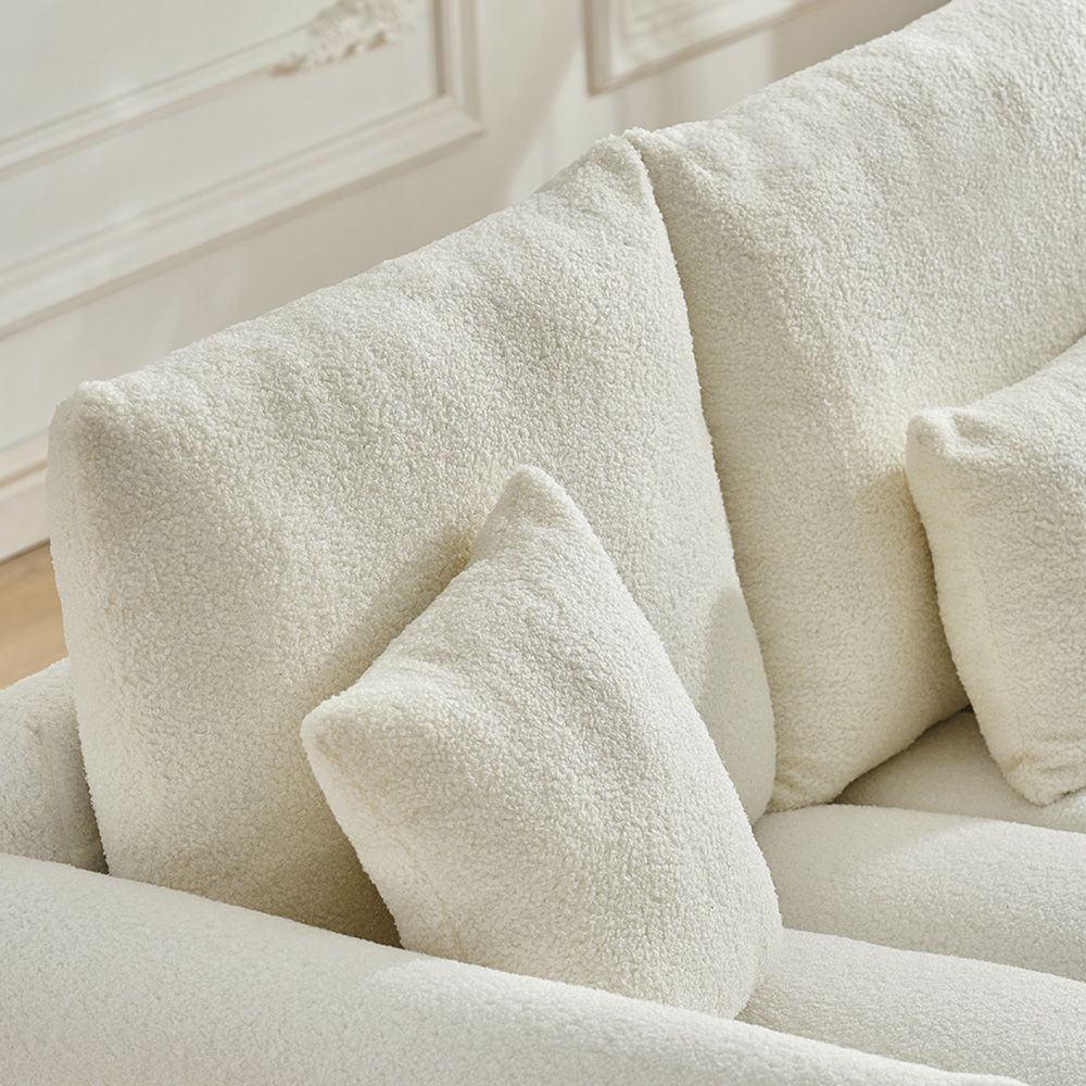 92-inch high-quality teddy fur fabric corner sofa - Black