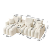 92-inch high-quality teddy fur fabric corner sofa - Black
