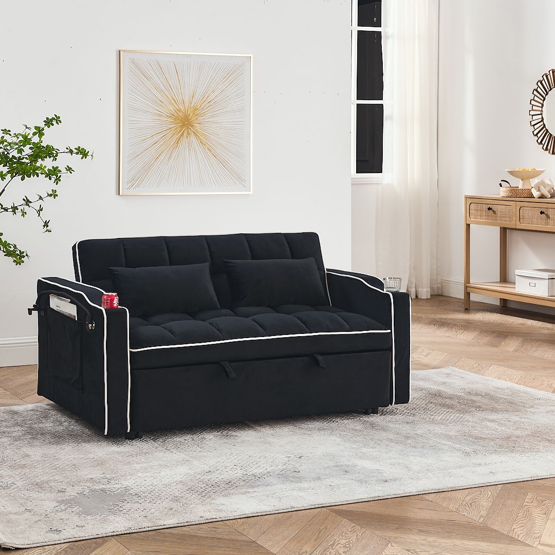 Fashionable Modern and Multi-functional Foldable Velvet Sofa Bed - Light Grey