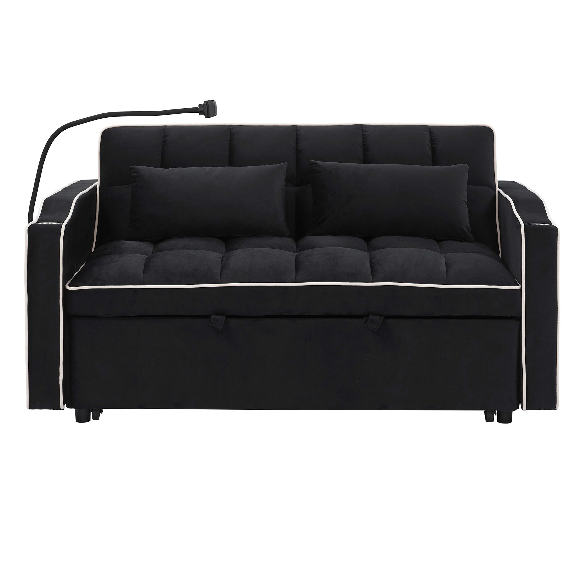 Fashionable Modern and Multi-functional Foldable Velvet Sofa Bed - Light Grey