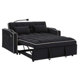 Fashionable Modern and Multi-functional Foldable Velvet Sofa Bed - Beige