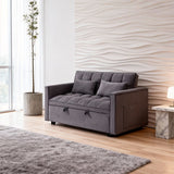Fashionable Modern and Multi-functional Foldable Velvet Sofa Bed - Dark grey