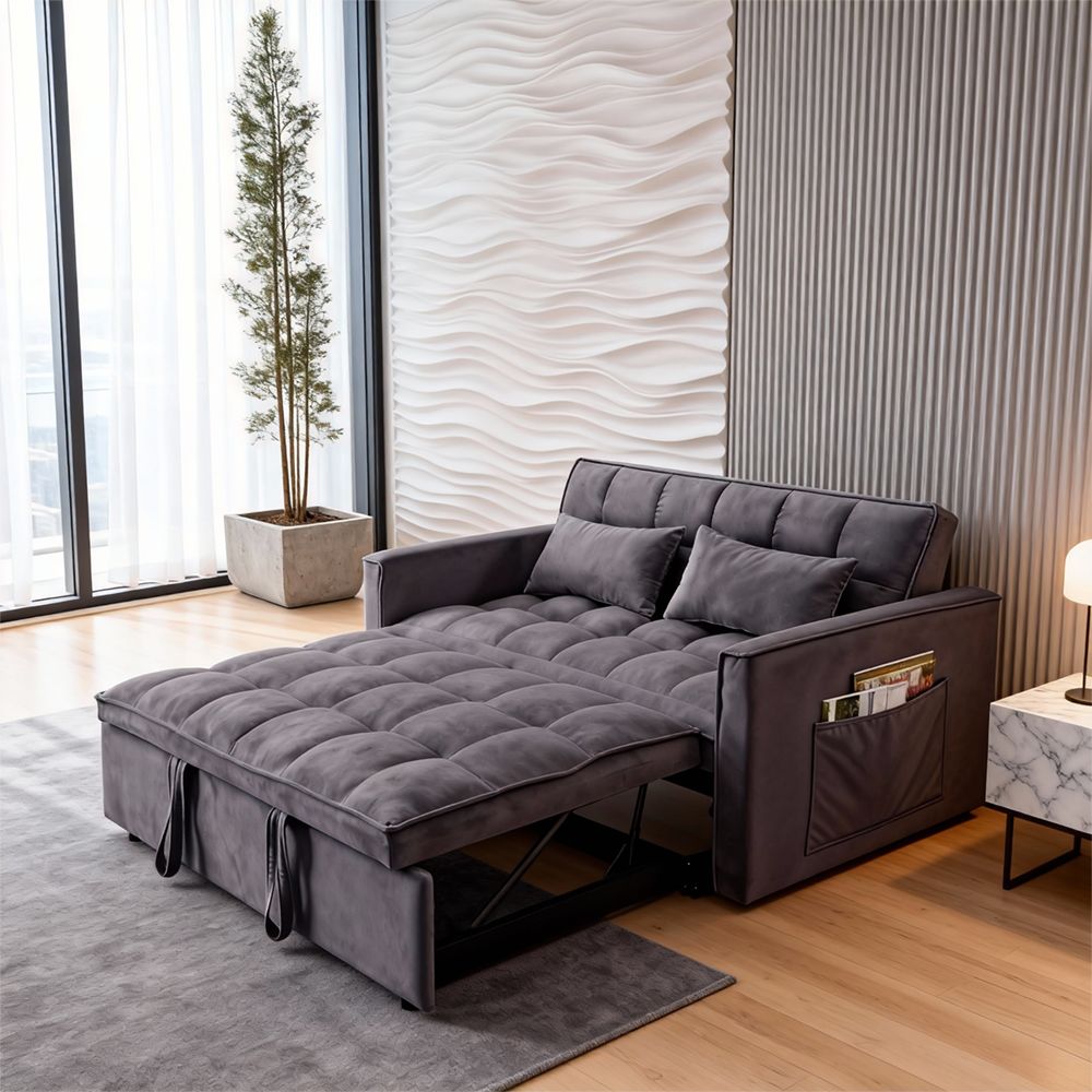 Fashionable Modern and Multi-functional Foldable Velvet Sofa Bed - Green