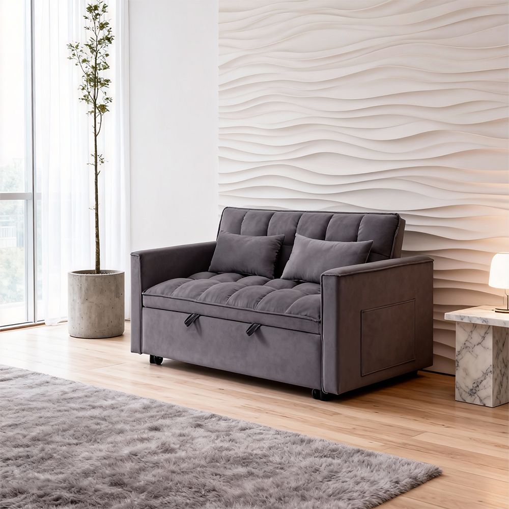 Fashionable Modern and Multi-functional Foldable Velvet Sofa Bed - Green