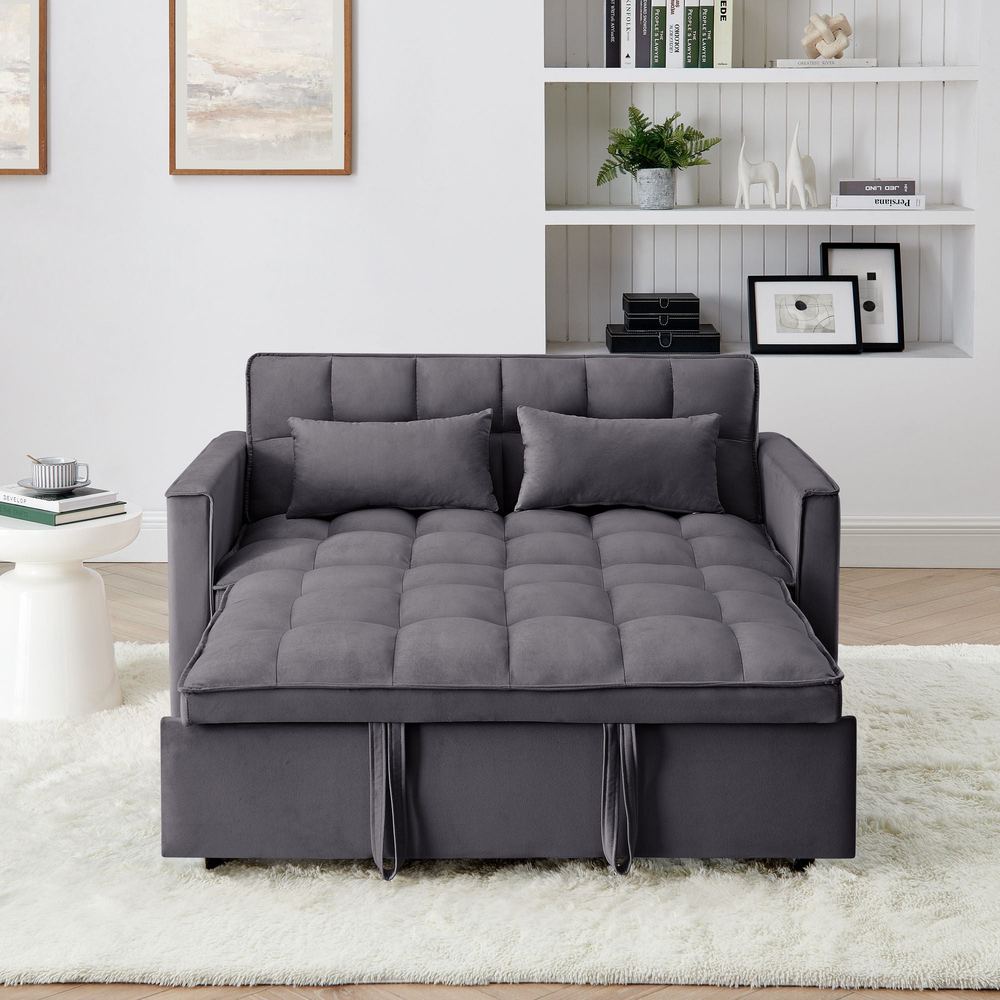 Fashionable Modern and Multi-functional Foldable Velvet Sofa Bed - Green