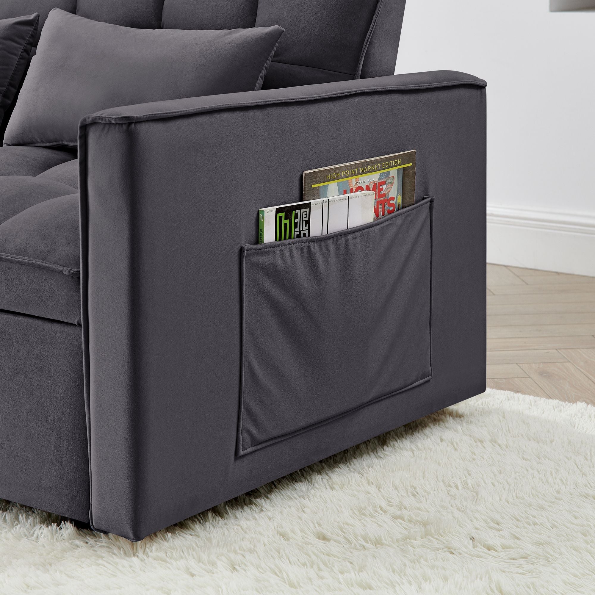 Fashionable Modern and Multi-functional Foldable Velvet Sofa Bed - Green