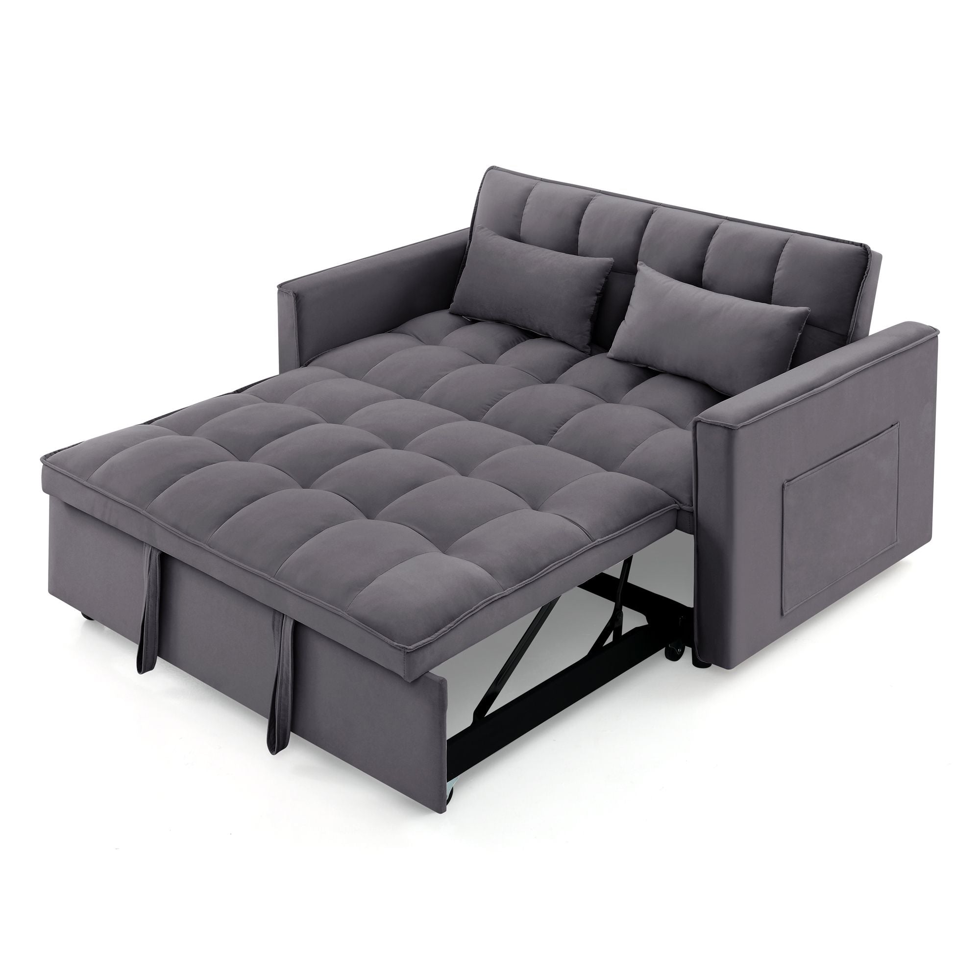 Fashionable Modern and Multi-functional Foldable Velvet Sofa Bed - Green