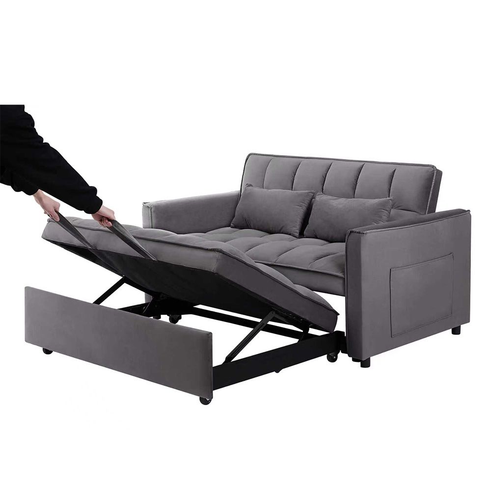 Fashionable Modern and Multi-functional Foldable Velvet Sofa Bed - Green
