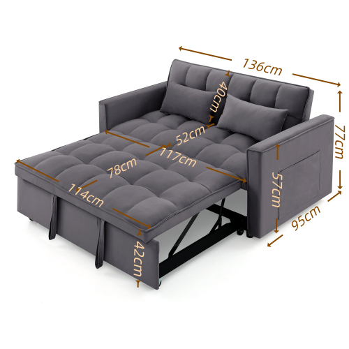 Fashionable Modern and Multi-functional Foldable Velvet Sofa Bed - Green