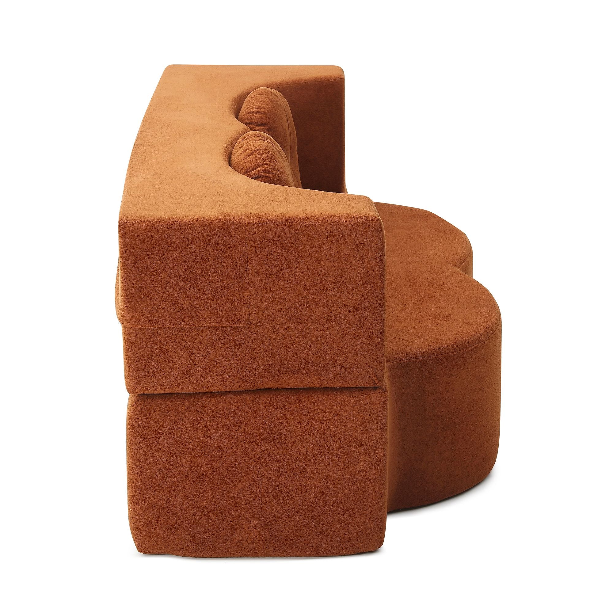 Convertible Folding Sofa Bed / Plush Corduroy Loveseat Couch - Orange