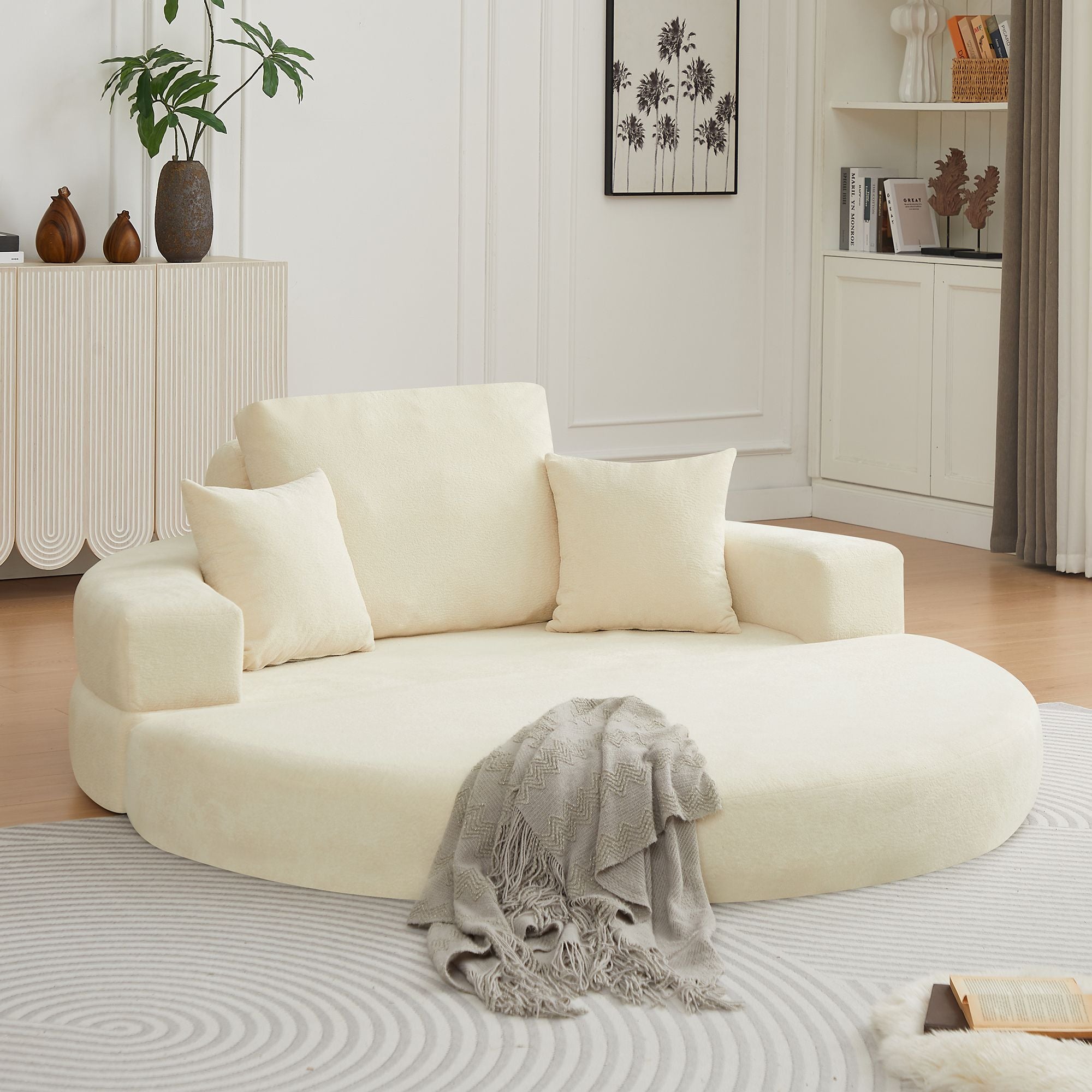 Multifunctional Round convertible Sofa Bed(Compressed Packaging) - Beige