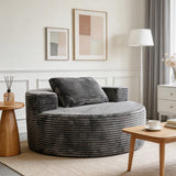 Modern Lazy Sofa with 3 Backrest Pillows, Corduroy, Round, Grey - Grey