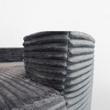 Modern Lazy Sofa with 3 Backrest Pillows, Corduroy, Round, Grey - Grey