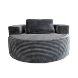 Modern Lazy Sofa with 3 Backrest Pillows, Corduroy, Round, Grey - Grey