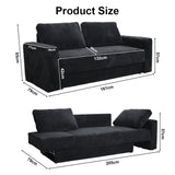 Multi-functional modular sofa, convertible into a sofa bed - BLACK