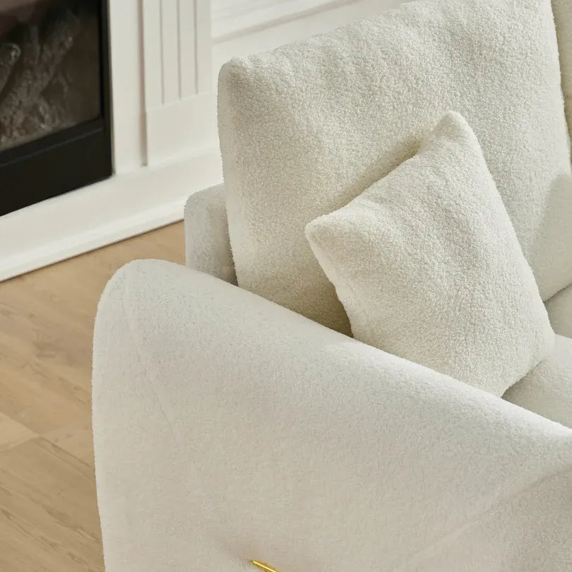 35 "Teddy fabric sofa, modern lounge chair, upholstered with a pillow