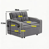 Single-seater sofa bed, equipped with USB ports and a phone holder - Black