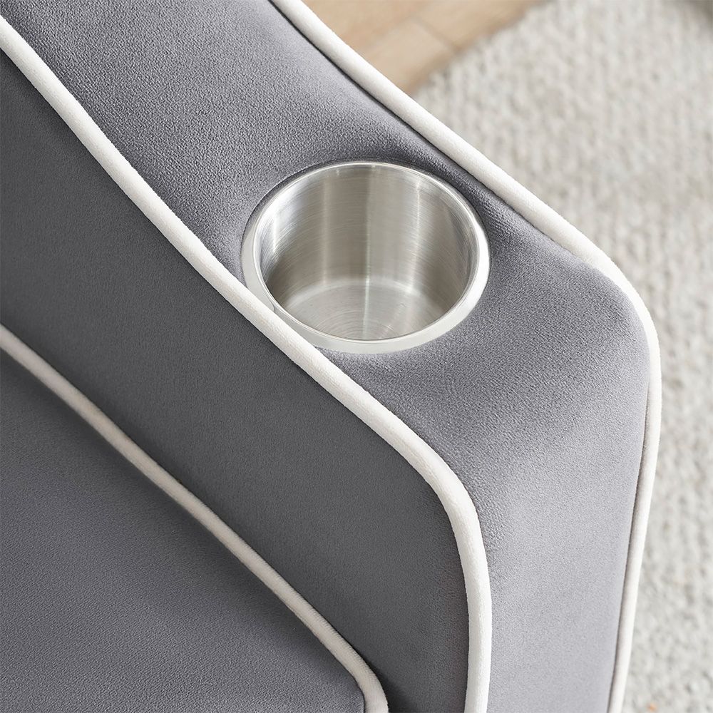 Single-seater sofa bed, equipped with USB ports and a phone holder - Grey
