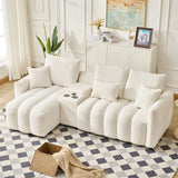 92-inch high-quality teddy fur fabric corner sofa - White