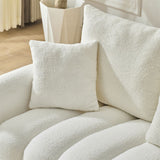 92-inch high-quality teddy fur fabric corner sofa - White