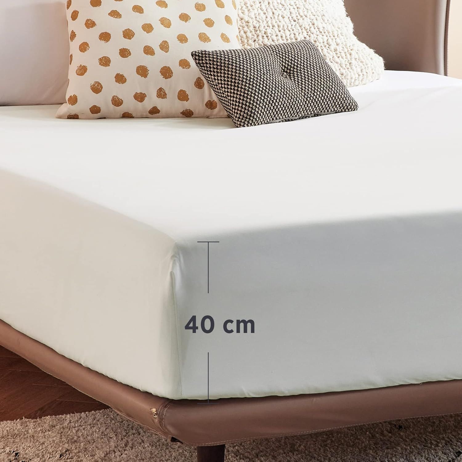 2000TC Hotel Quality Fitted Sheets - 2 Piece Fitted Sheets  -Breathable Bedding - Wrinkle, Fade, Stain Resistant- 16inch/40cm Deep Pocket Fitted Bed Sheets-Wrinkle and Fade Resistant,(White,Double)