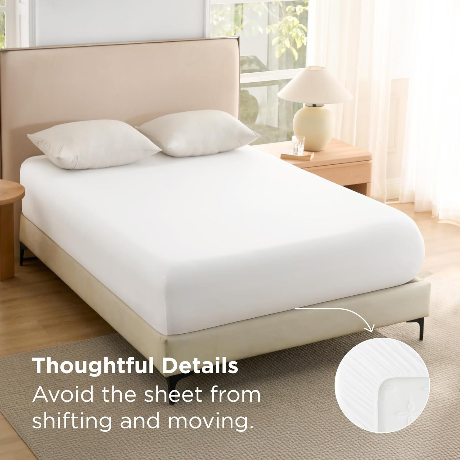 2000TC Hotel Quality Fitted Sheets - 2 Piece Fitted Sheets  -Breathable Bedding - Wrinkle, Fade, Stain Resistant- 16inch/40cm Deep Pocket Fitted Bed Sheets-Wrinkle and Fade Resistant,(White,Queen)