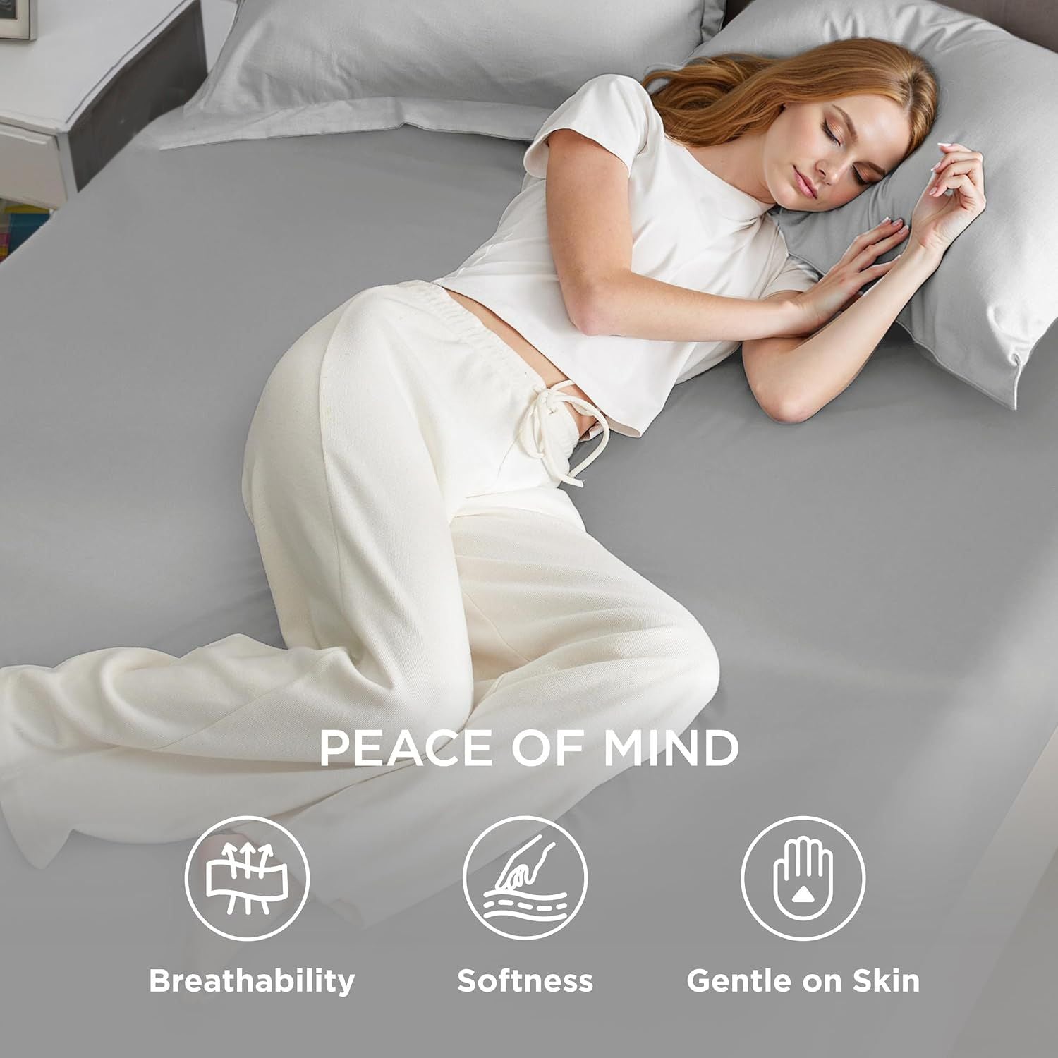 2000TC Hotel Quality Fitted Sheets - 2 Piece Fitted Sheets  -Breathable Bedding - Wrinkle, Fade, Stain Resistant- 16inch/40cm Deep Pocket Fitted Bed Sheets-Wrinkle and Fade Resistant,(Silver-gray,Single)