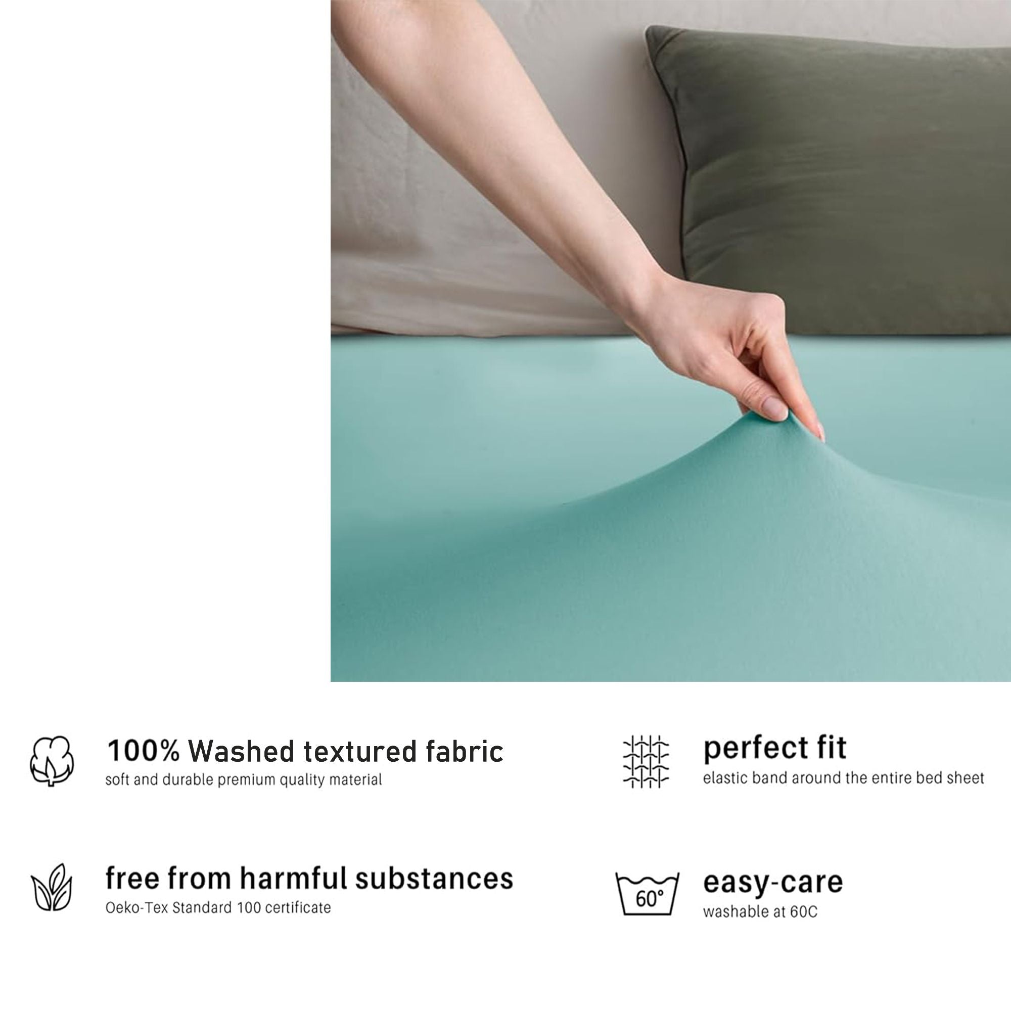 Hotel Quality Fitted sheets - 2 Piece Fitted sheets  -Breathable Bedding - Wrinkle, Fade, Stain Resistant- 26inch/40cm Deep Pocket Fitted Bed Sheet-Wrinkle and Fade Resistant,(Ice blue,Double)