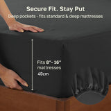 Hotel Quality Fitted sheets - 2 Piece Fitted sheets  -Breathable Bedding - Wrinkle, Fade, Stain Resistant- 26inch/40cm Deep Pocket Fitted Bed Sheet-Wrinkle and Fade Resistant,(Black,Double)
