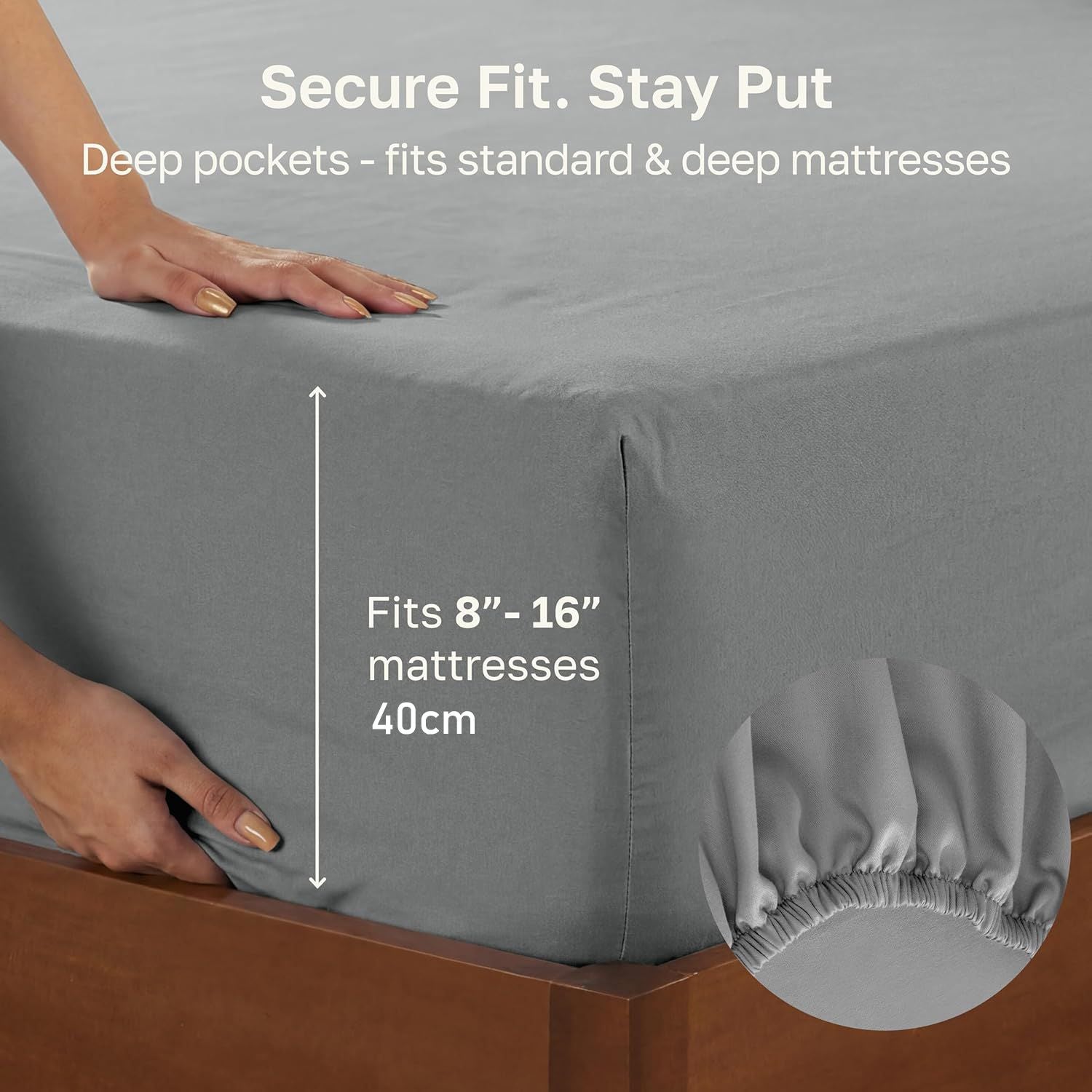 Hotel Quality Fitted sheets - 2 Piece Fitted sheets  -Breathable Bedding - Wrinkle, Fade, Stain Resistant- 26inch/40cm Deep Pocket Fitted Bed Sheet-Wrinkle and Fade Resistant,(Grey,King)