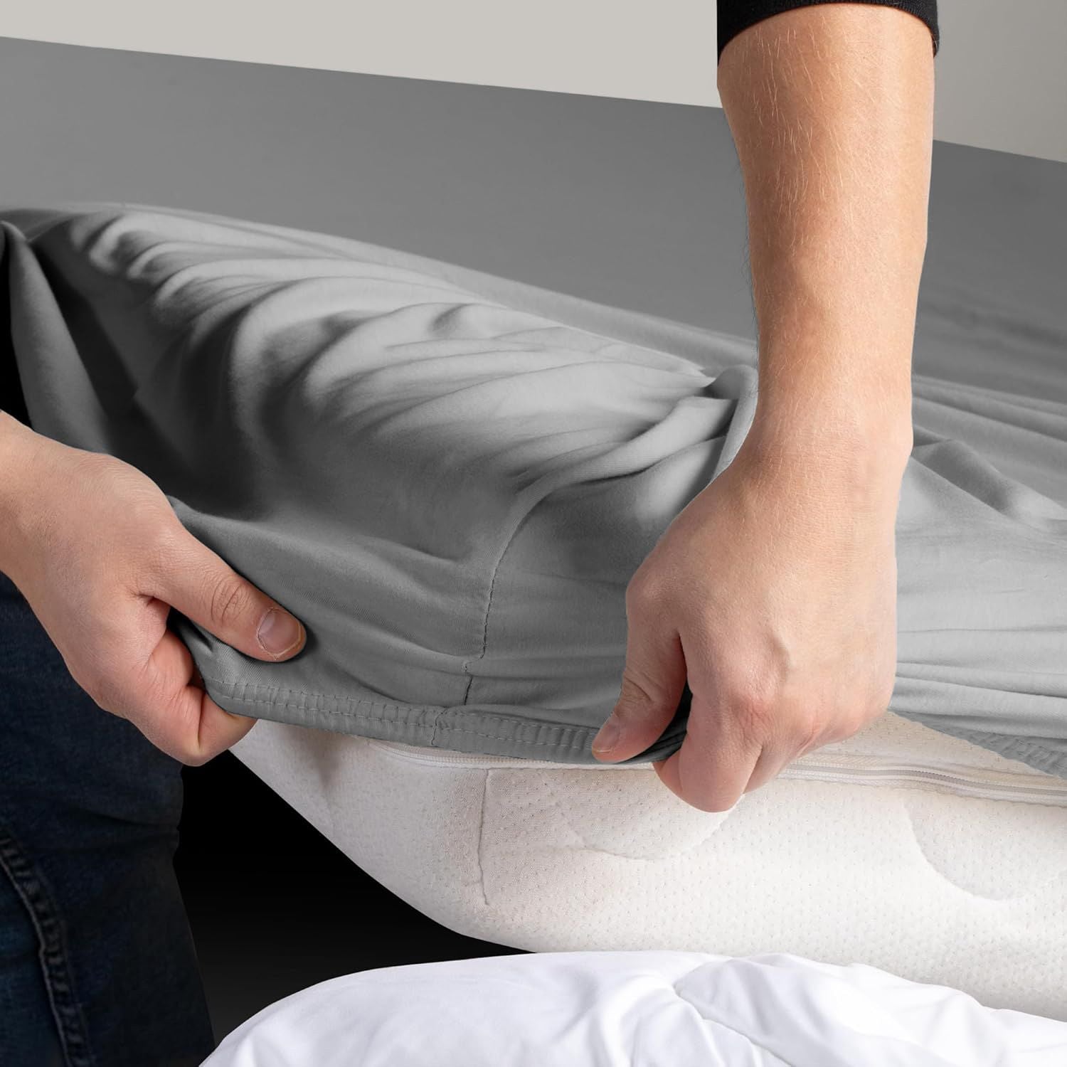 Hotel Quality Fitted sheets - 2 Piece Fitted sheets  -Breathable Bedding - Wrinkle, Fade, Stain Resistant- 26inch/40cm Deep Pocket Fitted Bed Sheet-Wrinkle and Fade Resistant,(Grey,King)