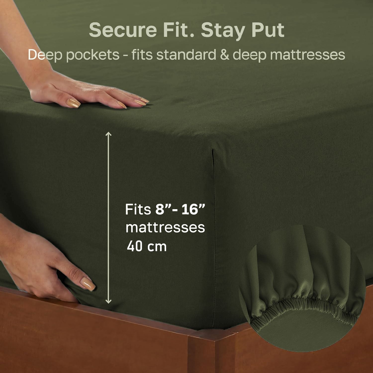 Hotel Quality Fitted sheets - 2 Piece Fitted sheets  -Breathable Bedding - Wrinkle, Fade, Stain Resistant- 26inch/40cm Deep Pocket Fitted Bed Sheet-Wrinkle and Fade Resistant,(Olive green,King)