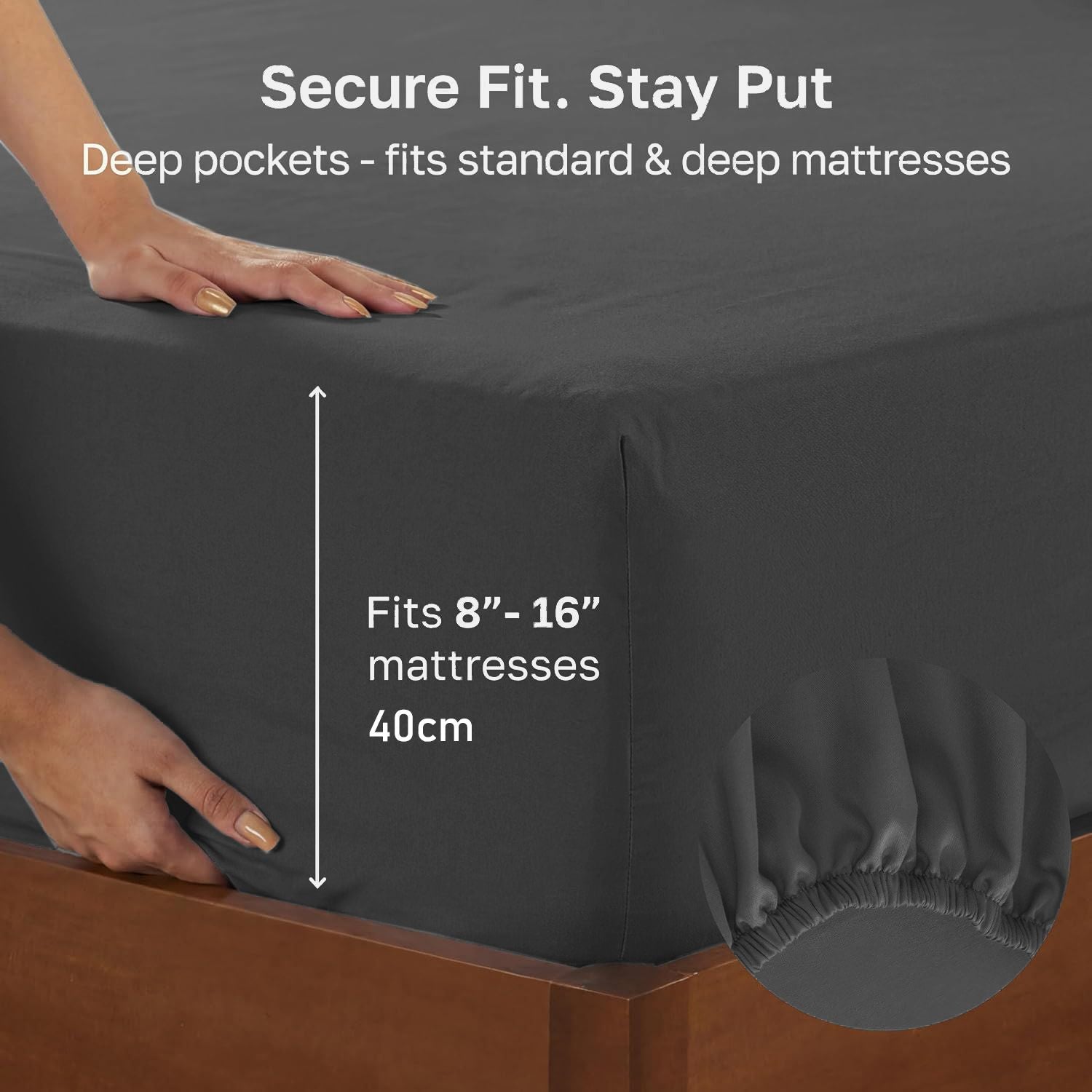 Hotel Quality Fitted sheets - 2 Piece Fitted sheets  -Breathable Bedding - Wrinkle, Fade, Stain Resistant- 26inch/40cm Deep Pocket Fitted Bed Sheet-Wrinkle and Fade Resistant,(Dark gray,King)