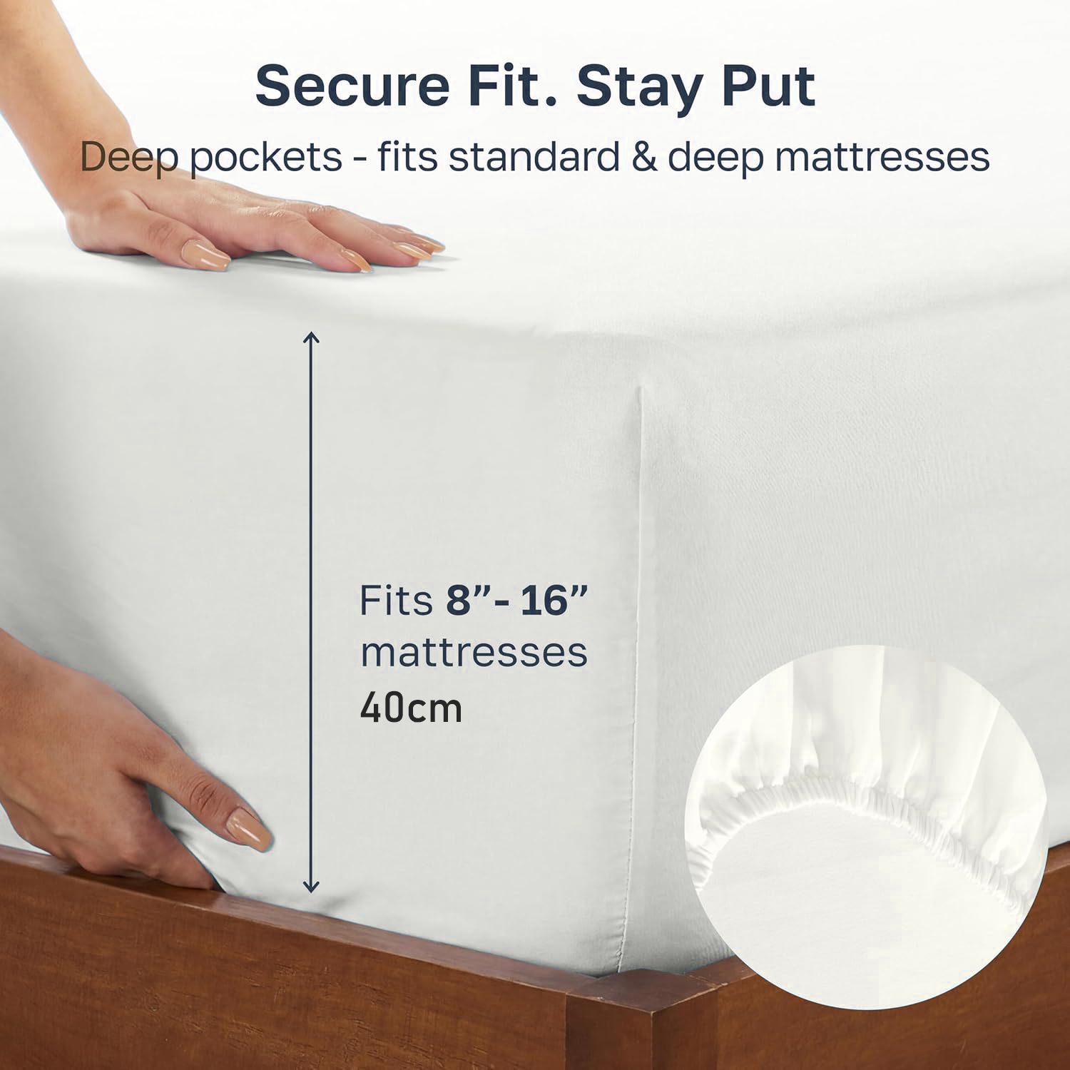 Hotel Quality Fitted sheets - 2 Piece Fitted sheets  -Breathable Bedding - Wrinkle, Fade, Stain Resistant- 26inch/40cm Deep Pocket Fitted Bed Sheet-Wrinkle and Fade Resistant,(White,King Single)