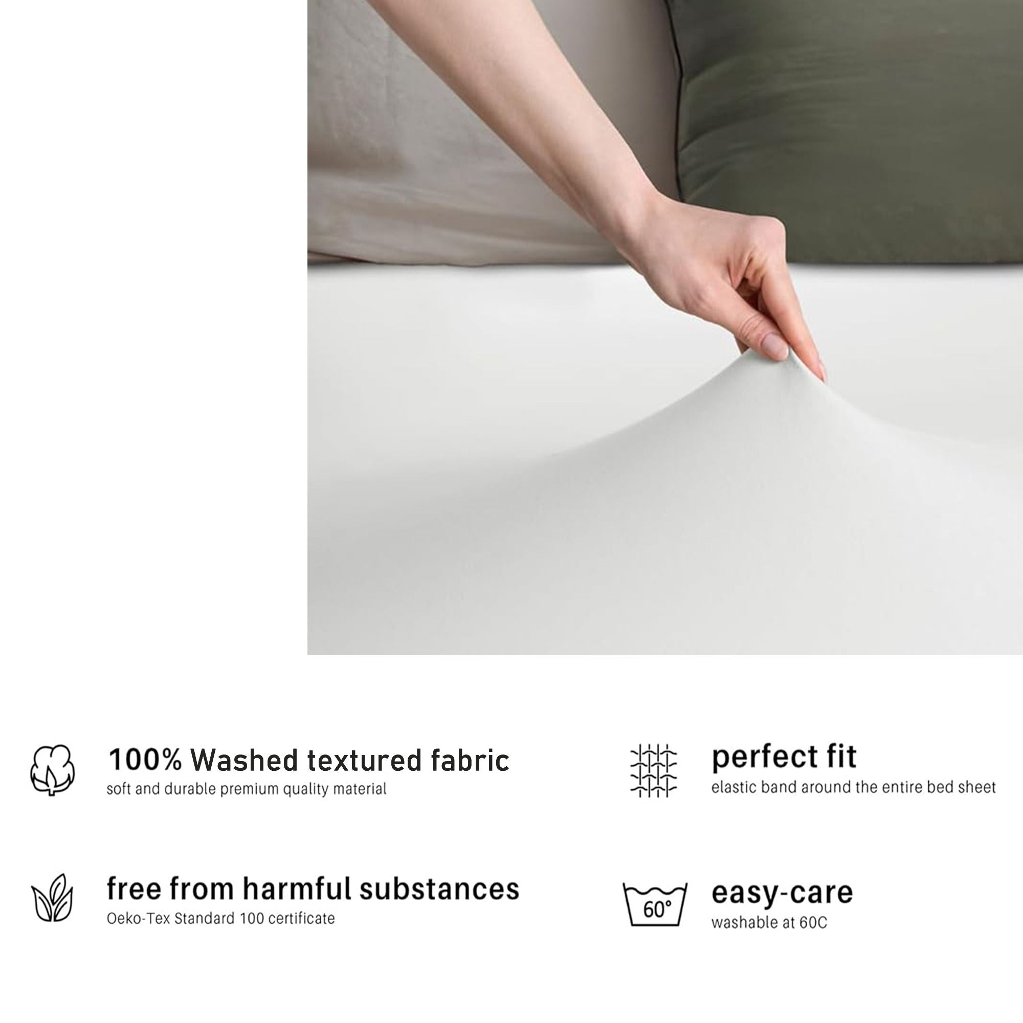 Hotel Quality Fitted sheets - 2 Piece Fitted sheets  -Breathable Bedding - Wrinkle, Fade, Stain Resistant- 26inch/40cm Deep Pocket Fitted Bed Sheet-Wrinkle and Fade Resistant,(White,King Single)