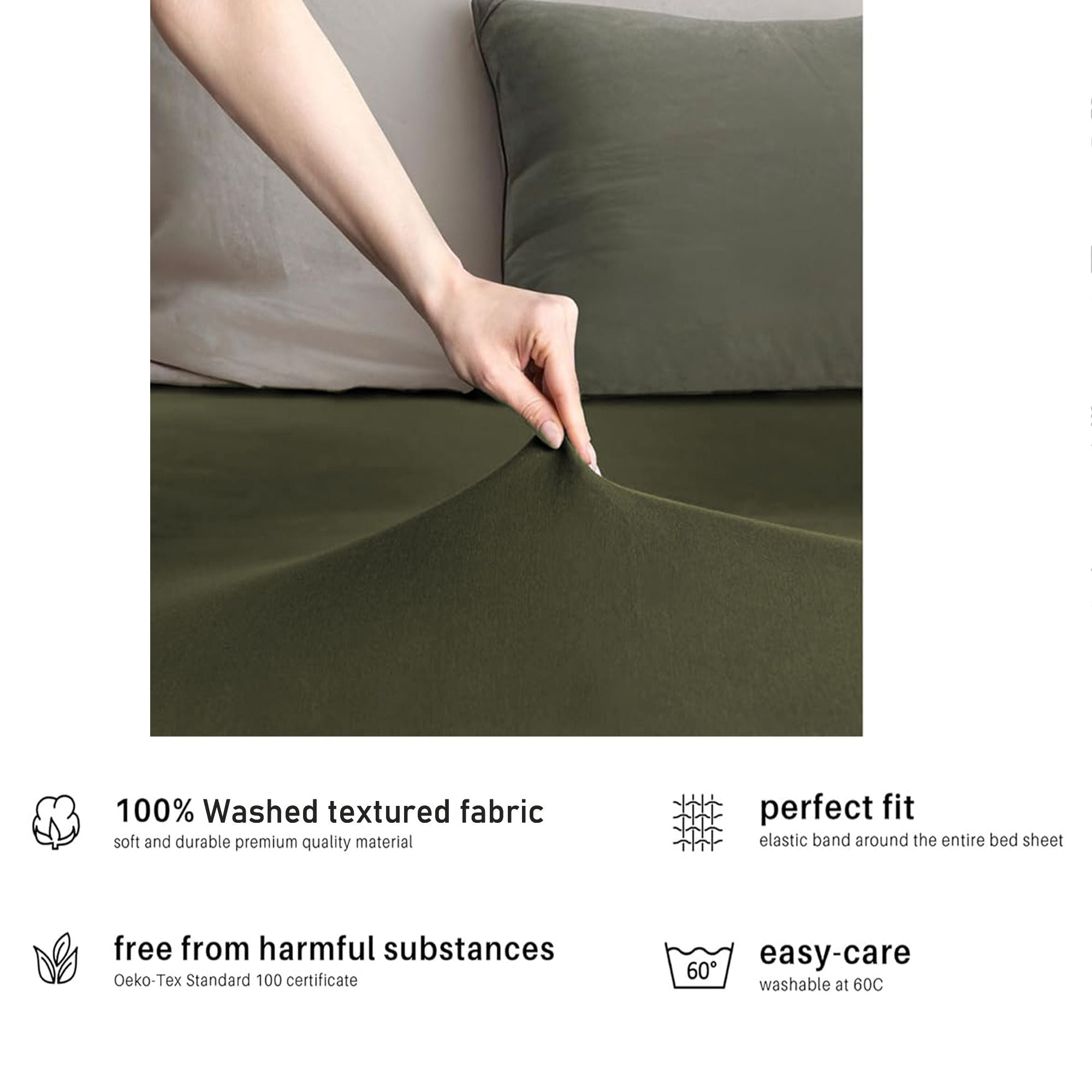 Hotel Quality Fitted sheets - 2 Piece Fitted sheets  -Breathable Bedding - Wrinkle, Fade, Stain Resistant- 26inch/40cm Deep Pocket Fitted Bed Sheet-Wrinkle and Fade Resistant,(Olive green,King Single)
