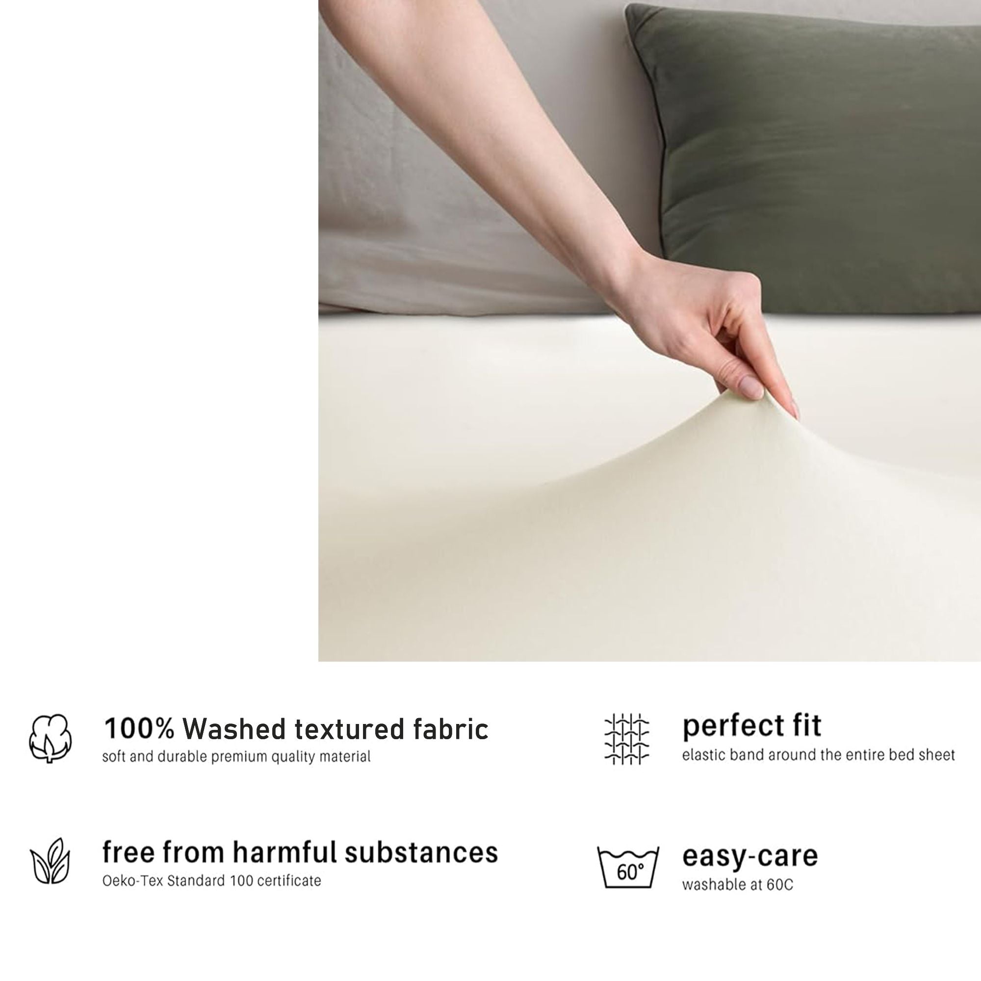Hotel Quality Fitted sheets - 2 Piece Fitted sheets  -Breathable Bedding - Wrinkle, Fade, Stain Resistant- 26inch/40cm Deep Pocket Fitted Bed Sheet-Wrinkle and Fade Resistant,(Cream White,King Single)