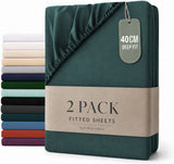 Hotel Quality Fitted sheets - 2 Piece Fitted sheets  -Breathable Bedding - Wrinkle, Fade, Stain Resistant- 26inch/40cm Deep Pocket Fitted Bed Sheet-Wrinkle and Fade Resistant,(Biscay blue,King Single)