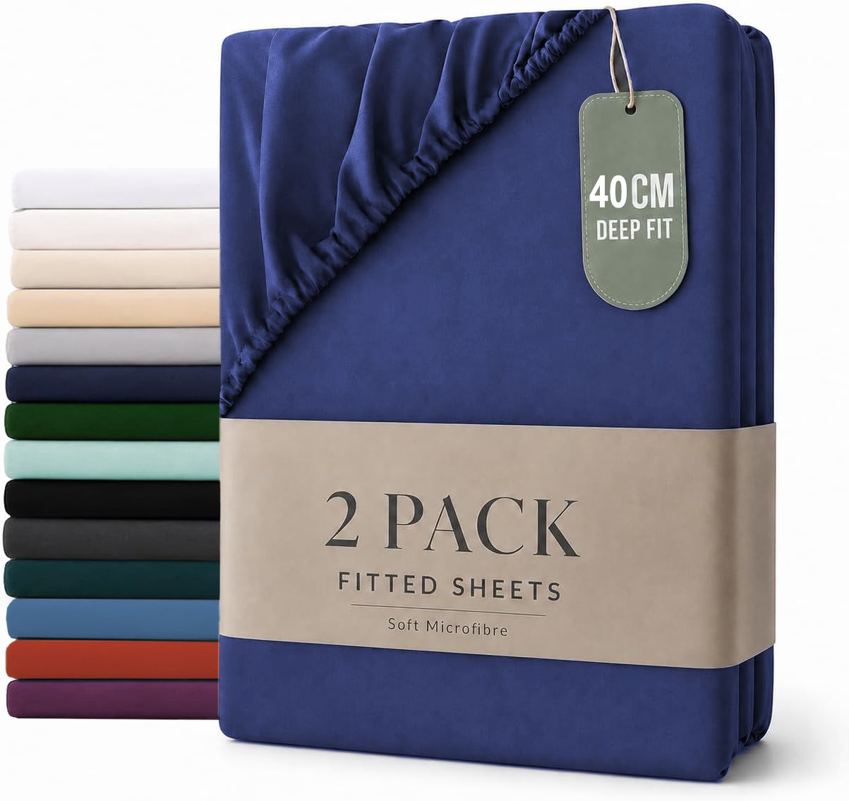 Hotel Quality Fitted sheets - 2 Piece Fitted sheets  -Breathable Bedding - Wrinkle, Fade, Stain Resistant- 26inch/40cm Deep Pocket Fitted Bed Sheet-Wrinkle and Fade Resistant,(Royal blue,Queen)