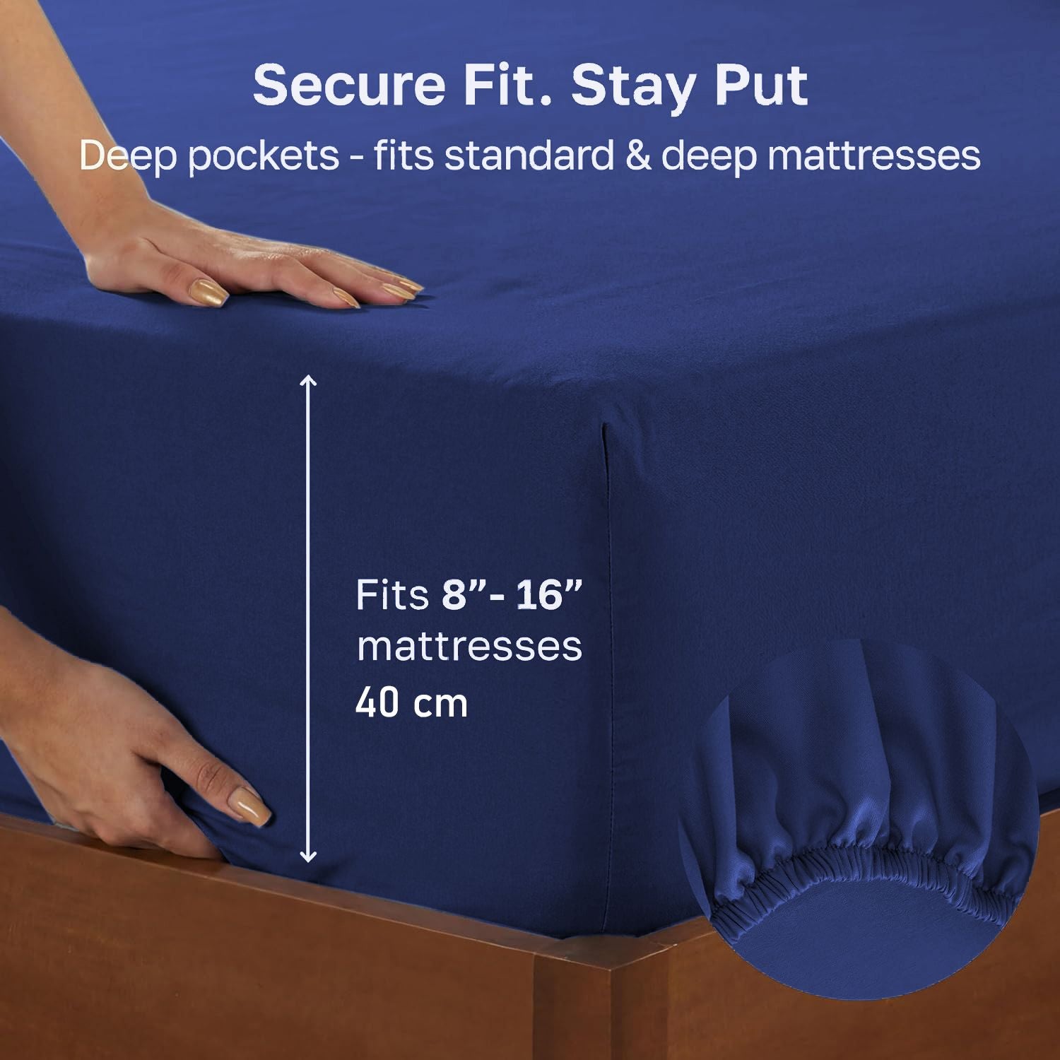 Hotel Quality Fitted sheets - 2 Piece Fitted sheets  -Breathable Bedding - Wrinkle, Fade, Stain Resistant- 26inch/40cm Deep Pocket Fitted Bed Sheet-Wrinkle and Fade Resistant,(Royal blue,Queen)