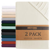 Hotel Quality Fitted sheets - 2 Piece Fitted sheets  -Breathable Bedding - Wrinkle, Fade, Stain Resistant- 26inch/40cm Deep Pocket Fitted Bed Sheet-Wrinkle and Fade Resistant,(Cream White,Queen)
