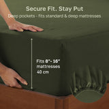 Hotel Quality Fitted sheets - 2 Piece Fitted sheets  -Breathable Bedding - Wrinkle, Fade, Stain Resistant- 26inch/40cm Deep Pocket Fitted Bed Sheet-Wrinkle and Fade Resistant,(Olive green,Single)
