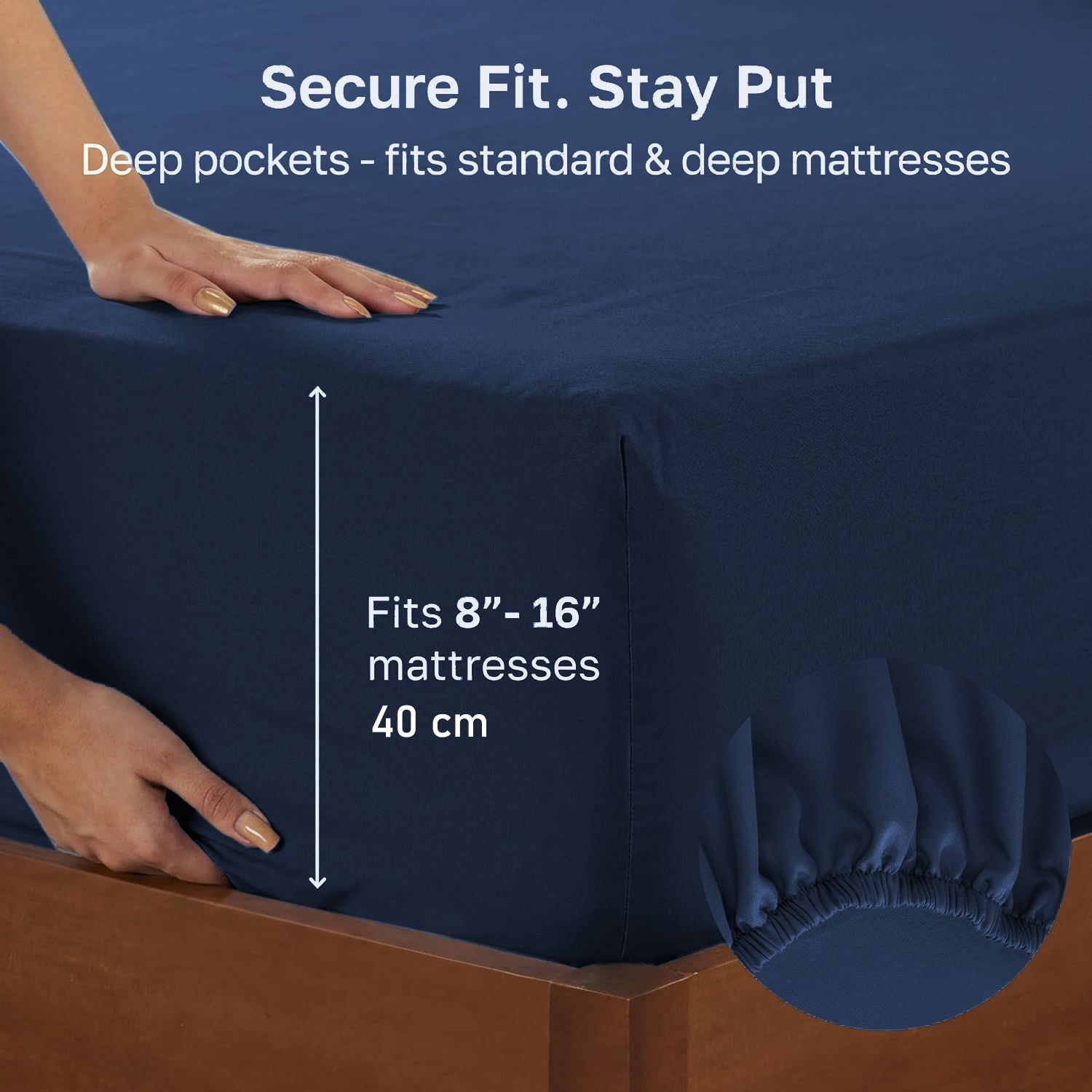 Hotel Quality Fitted sheets - 2 Piece Fitted sheets  -Breathable Bedding - Wrinkle, Fade, Stain Resistant- 26inch/40cm Deep Pocket Fitted Bed Sheet-Wrinkle and Fade Resistant,(Navy,Single)