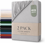 Hotel Quality Fitted sheets - 2 Piece Fitted sheets  -Breathable Bedding - Wrinkle, Fade, Stain Resistant- 26inch/40cm Deep Pocket Fitted Bed Sheet-Wrinkle and Fade Resistant,(Silver-gray,Single)