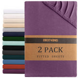 Hotel Quality Fitted sheets - 2 Piece Fitted sheets  -Breathable Bedding - Wrinkle, Fade, Stain Resistant- 26inch/40cm Deep Pocket Fitted Bed Sheet-Wrinkle and Fade Resistant,(Purple,Single)