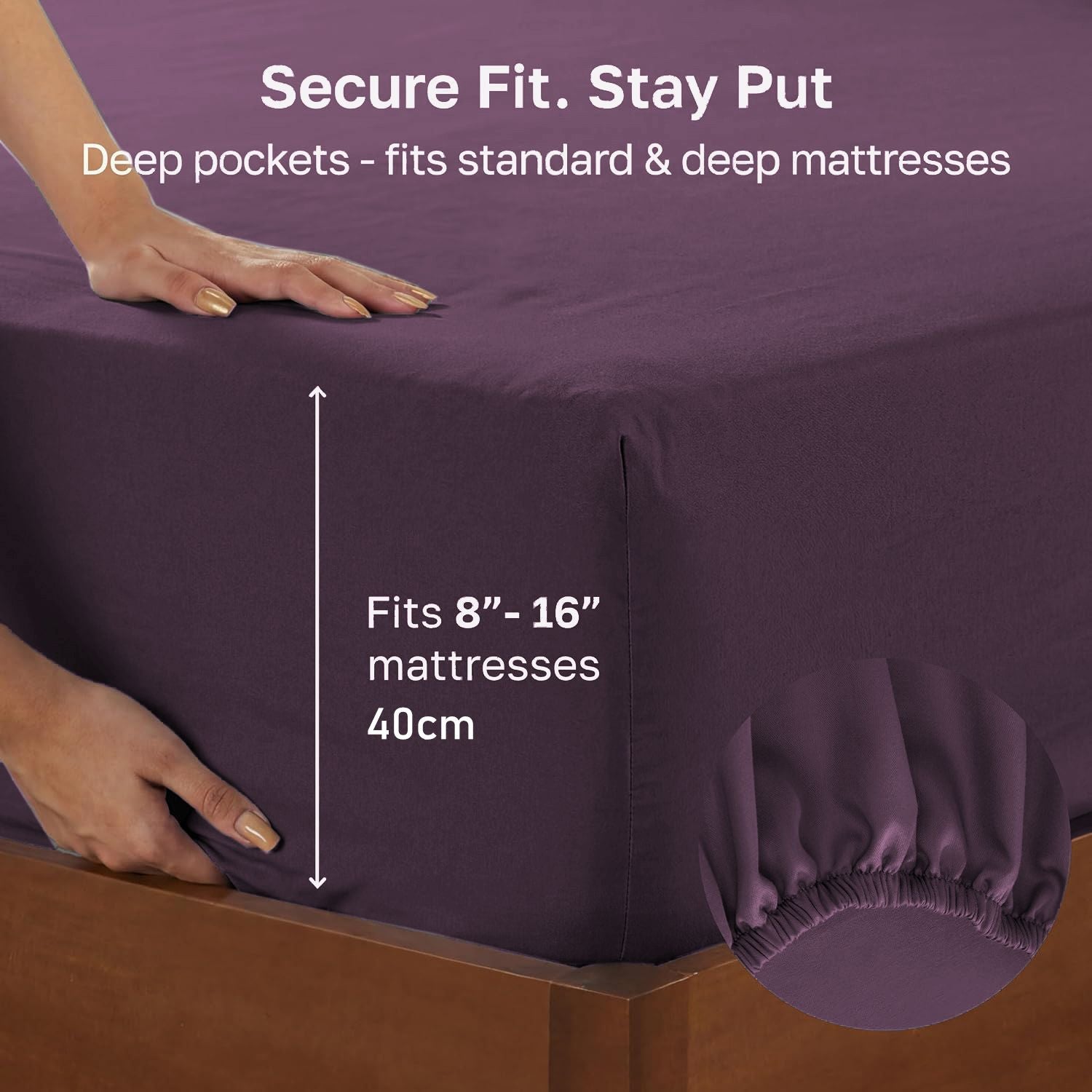 Hotel Quality Fitted sheets - 2 Piece Fitted sheets  -Breathable Bedding - Wrinkle, Fade, Stain Resistant- 26inch/40cm Deep Pocket Fitted Bed Sheet-Wrinkle and Fade Resistant,(Purple,Single)