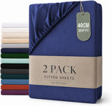 Hotel Quality Fitted sheets - 2 Piece Fitted sheets  -Breathable Bedding - Wrinkle, Fade, Stain Resistant- 26inch/40cm Deep Pocket Fitted Bed Sheet-Wrinkle and Fade Resistant,(Royal blue,Super King)