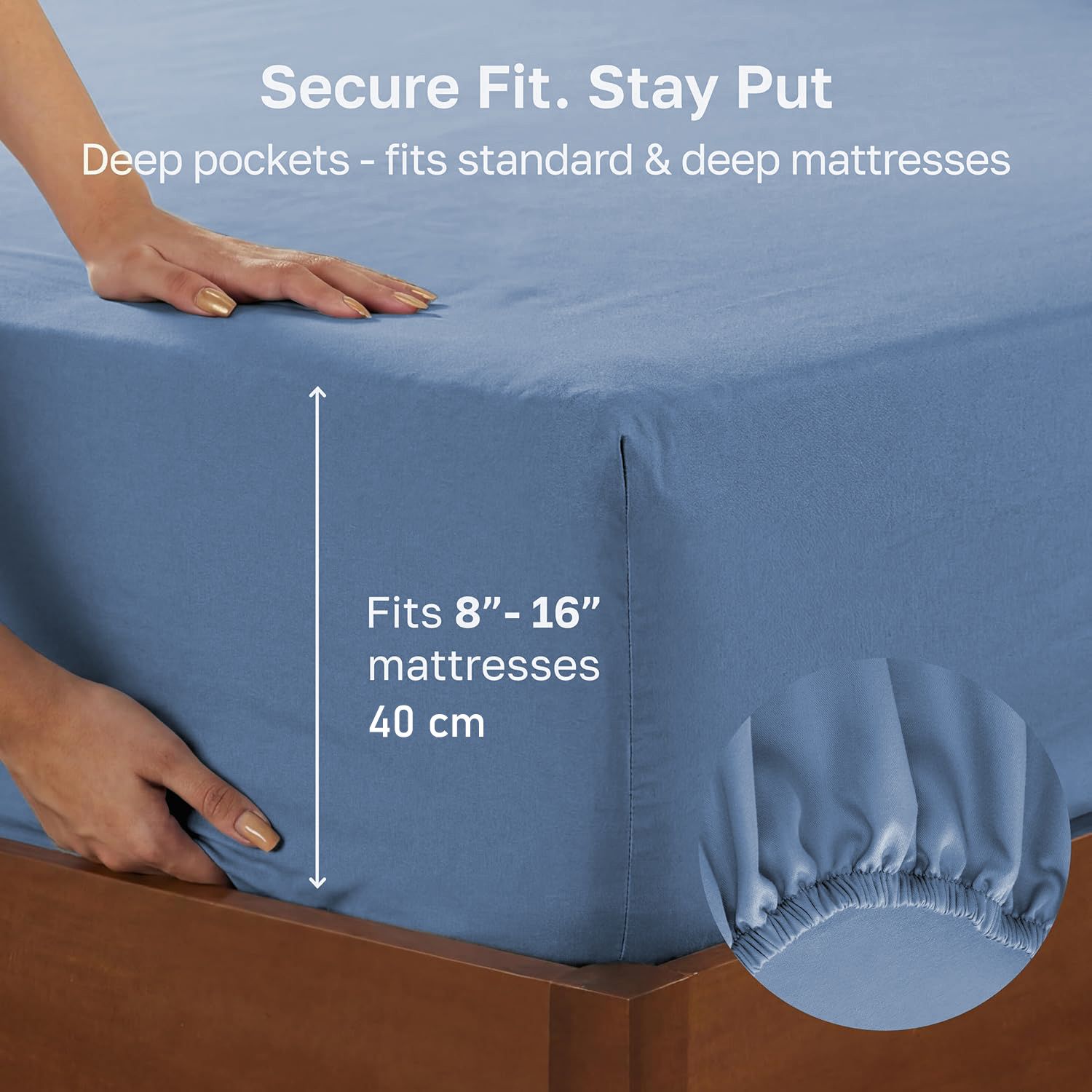 Hotel Quality Fitted sheets - 2 Piece Fitted sheets  -Breathable Bedding - Wrinkle, Fade, Stain Resistant- 26inch/40cm Deep Pocket Fitted Bed Sheet-Wrinkle and Fade Resistant,(Ocean,Super King)